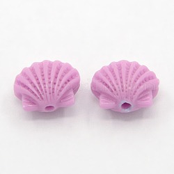 Synthetic Coral Beads, The Undersea World Series, Shell/Scallop, Dyed, Plum, 10x12x6mm, Hole: 1mm