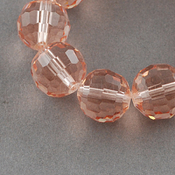Прозрачные стеклянные бусины, граненый (96 грань), круглые, розовые, 12 мм, отверстие : 2 мм, около 50 шт / нитка, 22.4 дюйм
