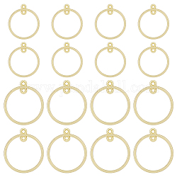 SUPERFINDINGS 40Pcs 2 Style Alloy Connector Charms, 2-Loop Link Pendants, Round Ring, Golden, 23~28x20~25x1.5mm, Hole: 1.2~1.5mm, 20pcs/style