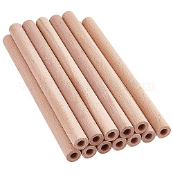 OLYCRAFT 12Pcs 7.9x0.6 Inch Hollow Wood Sticks Round Wooden Dowel Rod with 0.3 Inch/8mm Hole Unfinished Beech Wood Rods Natural Wood Round Rods for DIY Crafts Arts Projects