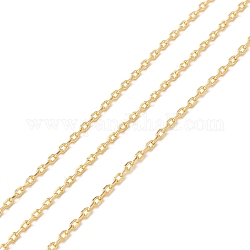 Brass Cable Chains, Long-Lasting Plated, Soldered, with Spool, Cadmium Free & Lead Free, Real 18K Gold Plated, 1.5x1x0.6mm