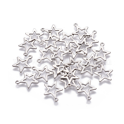 304 charms in acciaio inox, stella, colore acciaio inossidabile, 14.5x12.5x0.7mm, Foro: 1.4 mm