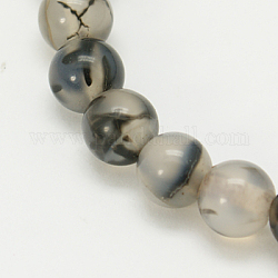 Natural Grey Agate Beads Strands, Round, Gray, 6mm, Hole: 1mm