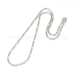 304 Stainless Steel Figaro Chain Necklace Making, Matte Stainless Steel Color, 17.91 inch(45.5cm), 3mm
