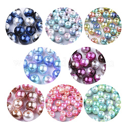 Perles en plastique imitation perles arc-en-abs, perles de sirène gradient, ronde, couleur mixte, 5.5~6x5~5.5mm, Trou: 1.5mm, environ 5000 pcs/500 g