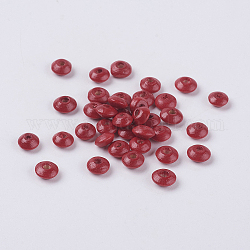 Perline di legno naturale,  piombo libero, tinto, rondelle, rosso, 6x3mm