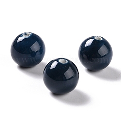 Porcelain Beads, Round, Prussian Blue, 20x19mm, Hole: 3.8mm