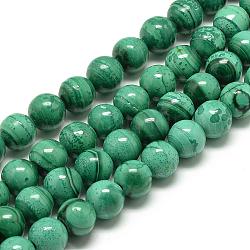Natur Malachit Perlen Stränge, Runde, 10 mm, Bohrung: 1.5 mm, ca. 40 Stk. / Strang, 15.7 Zoll