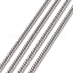 Men's Jewelry Making 304 Stainless Steel Double Link Curb Chains, Unwelded, Faceted, Stainless Steel Color, 6.5x4x1mm