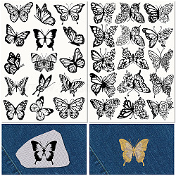 Zeichnungsskizze für wasserlösliche PVA-Stickhilfe, Rechteck mit Regenbogen und Insekten, Schmetterling, 297x210 mmm, 2 Stück / Set