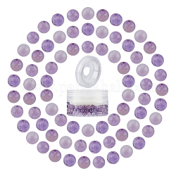 SUNNYCLUE DIY Stretch Bracelets Making Kits, include Natural Amethyst Round Beads, Elastic Crystal Thread, Beads: 6~6.5mm, Hole: 0.8~1mm, 200pcs/box