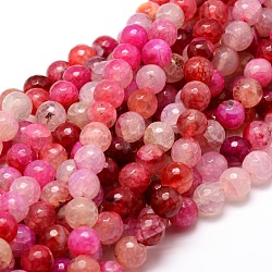 Chapelets de perles rondes à facettes en agate naturelle teintée, colorées, 10mm, Trou: 1mm, Environ 38 pcs/chapelet, 14.5 pouce