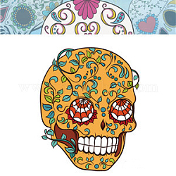 Halloween Theme Luminous Body Art Tattoos Stickers, Removable Temporary Tattoos Paper Stickers, Skull, Colorful, 85x60mm
