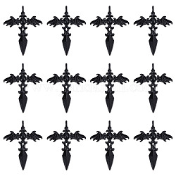 Sunnyclue 30 pz pendenti in lega di stile gotico, spada con ala, elettroforesi nera, 44x34.5x3mm, Foro: 4 mm