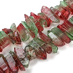 Fili di perle di quarzo naturale tinto, Due toni di tono, pezzo, rosso scuro, 17~27x5~9x7~9mm, Foro: 1 mm, circa 66pcs/filo, 16.14'' (41 cm)