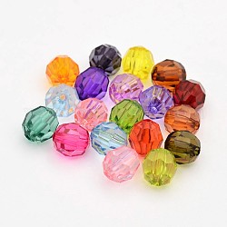 Facettes perles rondes acryliques transparentes, couleur mixte, 6mm, Trou: 1mm, environ 4300 pcs/500 g