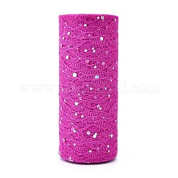 Nastri in mesh deco glitter con paillettes, tessuto di tulle, per la decorazione della festa nuziale, decorazione di gonne, rosa caldo, 6 pollice (150 mm), 10iarde/rotolo