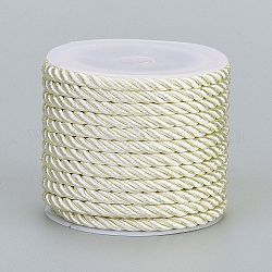 Cordón de poliéster, cuerda retorcida, crema, 5mm, alrededor de 4.37 yarda (4 m) / rollo
