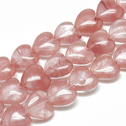 Perle di vetro di quarzo ciliegio fili, cuore, 19x20~20.5x7.5mm, Foro: 2 mm, circa 10pcs/filo, 8.26 pollice