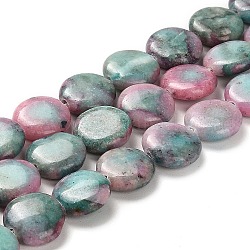 Fili di perline naturali di dolomite, tinto, rotondo e piatto, blu cadetto, 12x4~4.5mm, Foro: 1.2 mm, circa 35pcs/filo, 16.14 pollice (41 cm)
