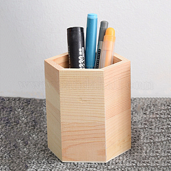 Multifunktionale Stift- und Bleistifthalter aus Holz, Desktop-Briefpapier-Organizer, Hexagon, 80x80x100 mm