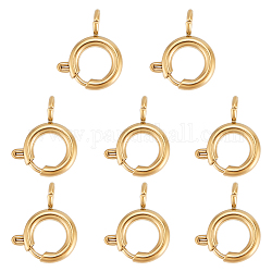 Universale 8 pz placcatura ionica (ip) 304 fermagli ad anello a molla in acciaio inossidabile, oro, 12x8x1.5mm, Foro: 2 mm