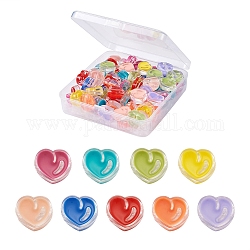 Craftdady 90pcs 9 couleurs perles acryliques émaillées transparentes, cœur, couleur mixte, 20x21.5x9mm, Trou: 3.5mm