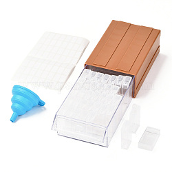 PP Plastic Diamond Painting Accessories Drawer Box with 35 Grids Container, with 64pcs Label Stickers for Beads Seeds Crafts Storage Supplies, Saddle Brown, 18x10.95x6cm
