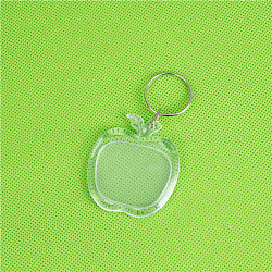 Acryl Fotorahmen Schlüsselbund, mit eisernen Schlüsselringen, Apfel, Transparent, 4.5x4.3 cm