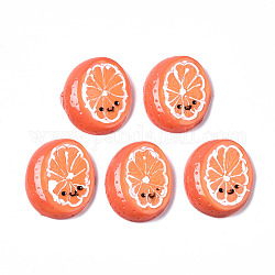 Cabochons de resina pintada con spray, naranja con sonrisa, rojo naranja, 27~28.5x22.5~24x5~6.5mm