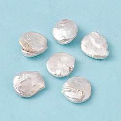 Baroque Natural Keshi Pearl Beads, Flat Round, Seashell Color, 24~27.5x21~22x6~7mm, Hole: 0.7mm