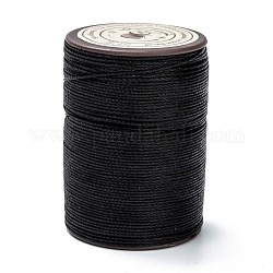 Hilo redondo de hilo de poliéster encerado, cordón de micro macramé, cuerda retorcida, para coser cuero, negro, 0.55mm, alrededor de 131.23 yarda (120 m) / rollo