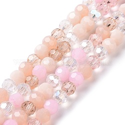 Chapelets de perles en verre, facetté (32 facettes), ronde, rose, 5.5mm, Trou: 1mm, Environ 95 pcs/chapelet, 20.47'' (52 cm)