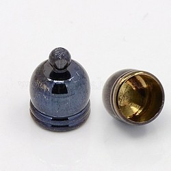 Messing Endkappen für Kord, Metallgrau, 12x9x7 mm, Bohrung: 1.5 mm, Innendurchmesser: 7 mm