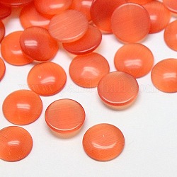 Cat Eye Cabochons, Half Round, Coral, 12x3mm