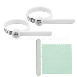 Пластиковое кольцо калибратора, стандарты измерения пальца в японской версии, ремень для измерения пальца для мужчин и женщин, с двусторонним напильником для губчатой полировки и тканью для полировки серебра, разноцветные, 11.3x0.8x0.55 см, 2 шт