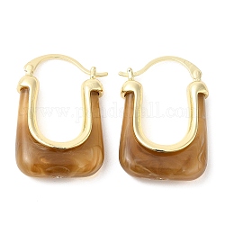 Echte 16 Karat vergoldete Messing Creolen, Ohrringe aus Kunstharz-Edelsteinen für Damen, Peru, 34x23x9 mm