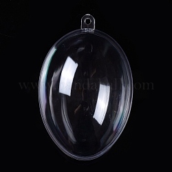Zu öffnende transparente Kunststoffanhänger, füllbare Plastikkugel-Weihnachtsverzierung, Oval, Transparent, 110x71x73 mm, Bohrung: 4 mm