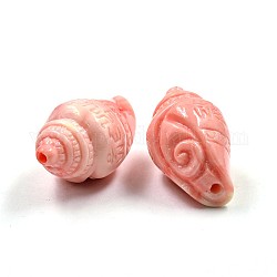 Dyed Synthetical Coral Conch Beads, 32x19x18mm, Hole: 2mm