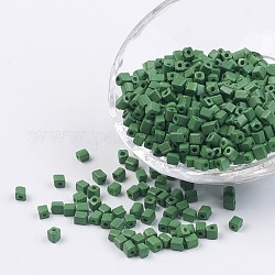 Cube Opaque Colours Glass Seed Beads, Round Hole, Sea Green, 3~7x3~4x3~4mm, Hole: 0.5mm, about 4500pcs/bag, 440~450g/bag