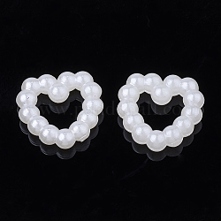 Anelli di collegamento in plastica con perla imitazione abs, cuore, bianco crema, 11.5x11.5~12x3mm
