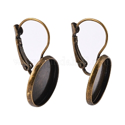 Brass Leverback Earring Findings, Nickel Free, Antique Bronze, 29x18mm, Pin: 0.8mm, Tray: 16mm