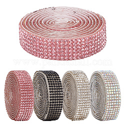 GOMAKERER 4Pcs 4 Colors Self Adhesive Resin Rhinestone Tape, for Costume Accessories, Belt Decoration, Mixed Color, 13.5~14x1.5mm, 1 Yard/pc, 1pc/color