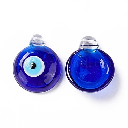 Handmade Lampwork Perfume Bottle Pendants, Essential Oil Bottle, Evil Eye, Dark Blue, 33~34.5x27.5~28x10~11.5mm, Hole: 1.8~2.5mm & 1mm
