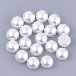 ABS-Kunststoff-Nachahmung Perlen, Hälfte gebohrt, Kuppel / Halbrund, weiß, 14x9.5 mm, Halb Loch: 1.2 mm, ca. 1000 Stk. / Beutel