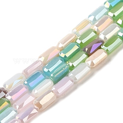 Abalorios de vidrio electroplate hebras, color de ab chapado, facetados, columna, colorido, 8.5x4.5x3mm, agujero: 0.7 mm, aproximamente 60 pcs / cadena, 19.69'' (50 cm)