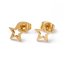 304 piccolo orecchini a bottone a forma di stella in acciaio inossidabile da donna, oro, 8x8mm, ago :0.7mm