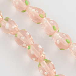 Handmade Lampwork 3D Strawberry Beads, Pink, 10~13x8~10mm, Hole: 2mm