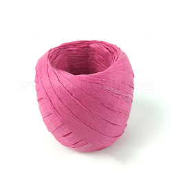 Бумажные шнуры для поделок изготовления ювелирных изделий, бумага шпагат, темно-розовыми, 5~7 мм, около 21.87 ярда (20 м) / рулон