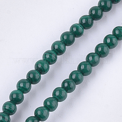Chapelets de perles en malachite naturelle, Grade a, ronde, 4mm, Trou: 0.8mm, Environ 42~47 pcs/chapelet, 7.6 pouce